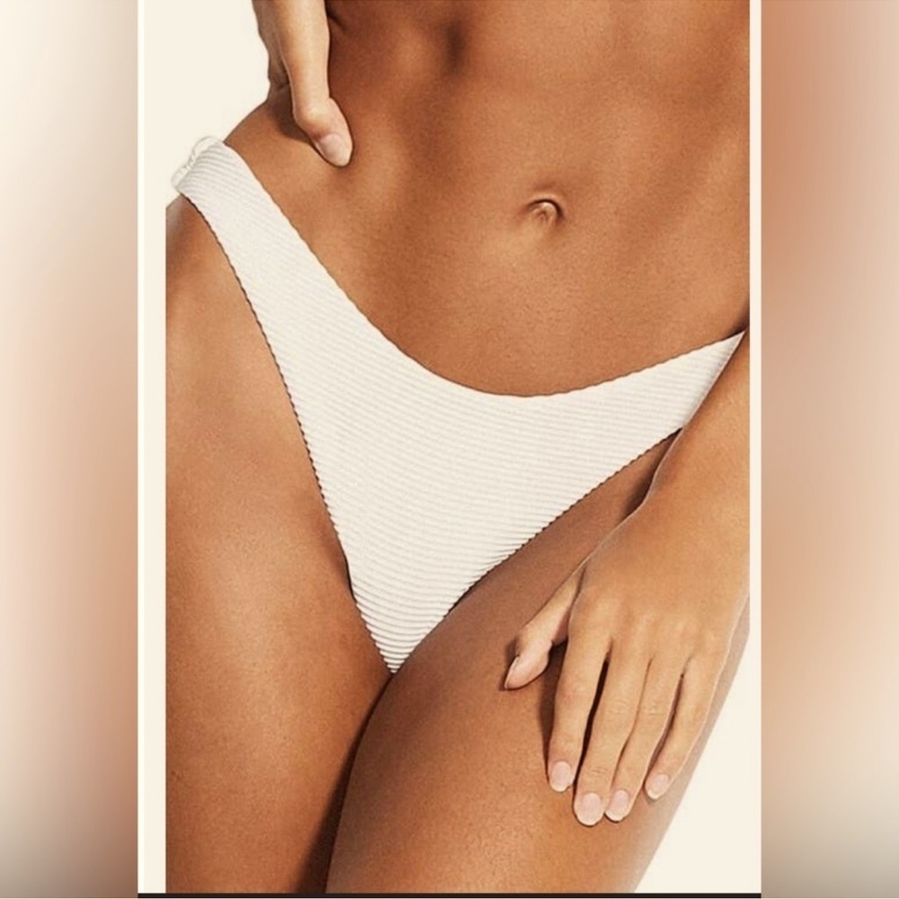 NWT Seafolly Your Type High Cut Logo Bikini Bottoms- White